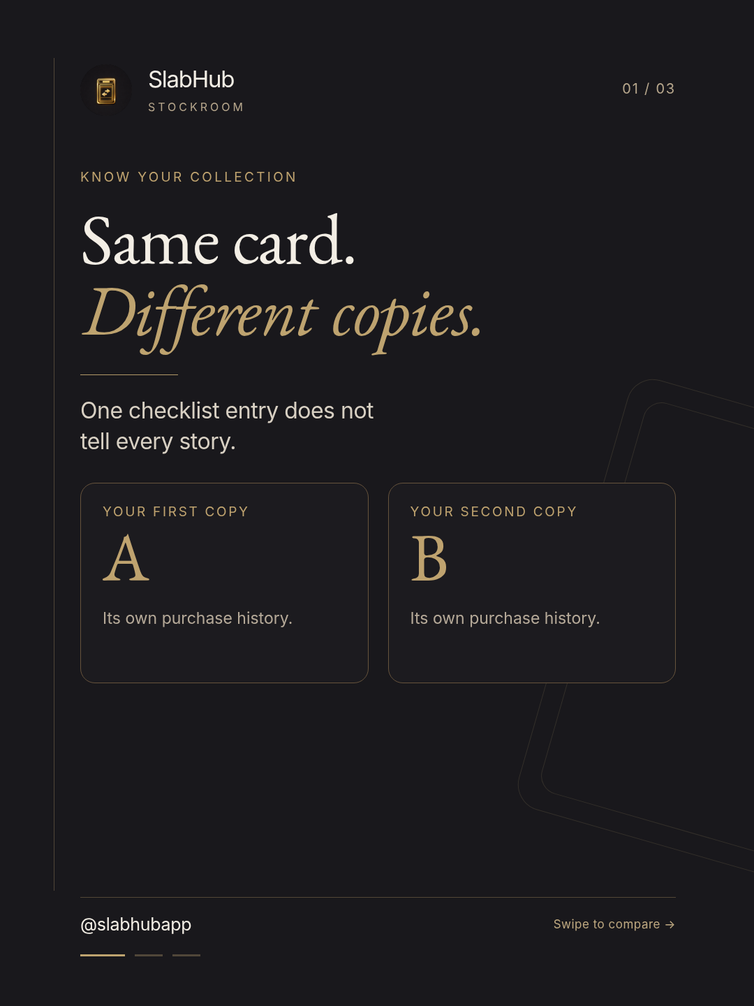 Stockroom exact physical copies concept using approved SlabHub artwork